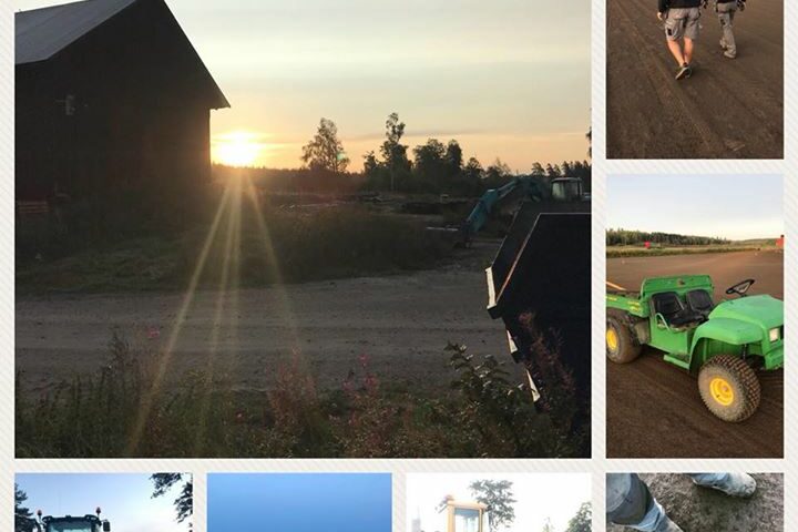 Mycket folk och maskiner igång denna vackra och vindstilla lördagsmorgon, Solen är på väg…